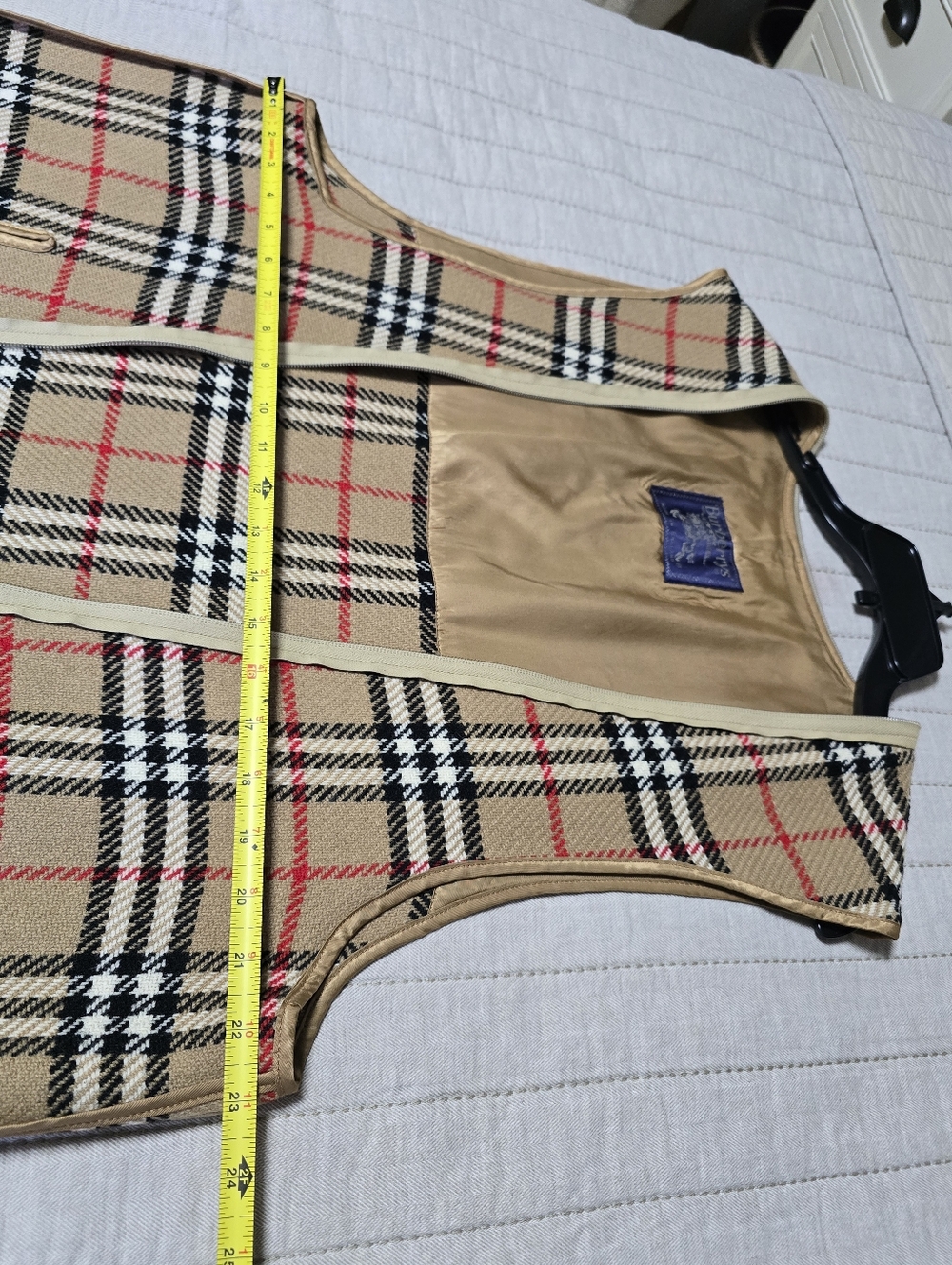 Burberry Beige Nova Check Sleeveless Long Vest/Liner With Zipper - Picture 9 of 11